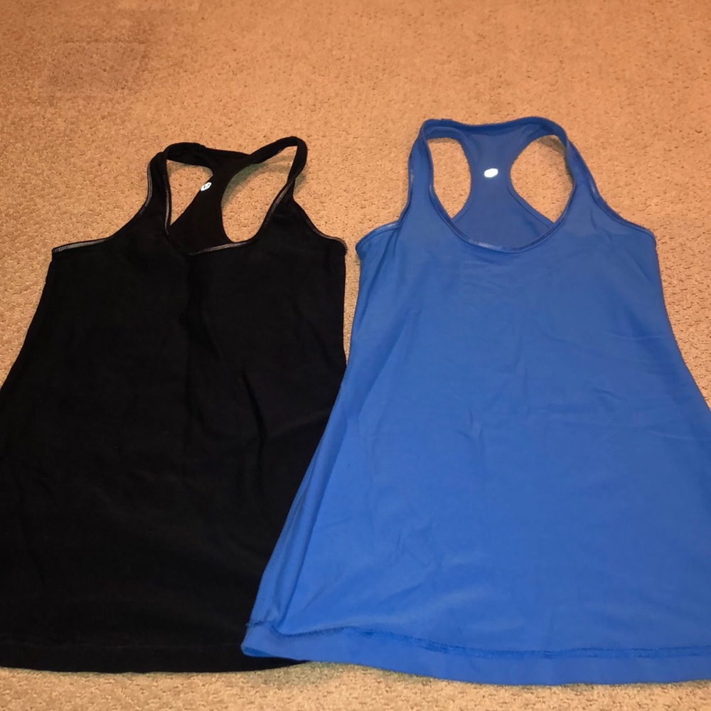 2 Racerback colorful stitched workout tanks